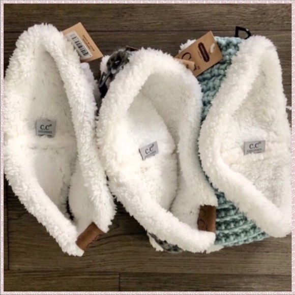 ❄️Gray Warm Crochet Sherpa Headband Ear Muff - Picture 3 of 4